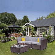 4 Pieces Patio PE Wicker Rattan Corner Comfortable Breathable Sofa Set For Home Living Room Bedroom Decoration