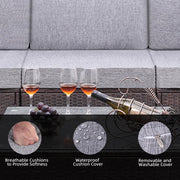 4 Pieces Patio PE Wicker Rattan Corner Comfortable Breathable Sofa Set For Home Living Room Bedroom Decoration