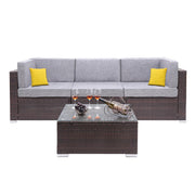4 Pieces Patio PE Wicker Rattan Corner Comfortable Breathable Sofa Set For Home Living Room Bedroom Decoration