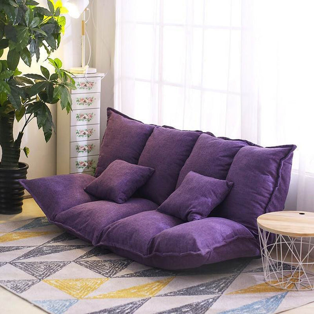 Linen Fabric Upholstery Adjustable Floor Sofa Bed Lounge Sofa Bed Floor Lazy Man Couch Living Room Furniture Video Gaming Sofa
