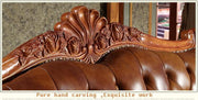 high quality  European  antique living room sofa furniture genuine leather set 10252