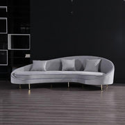New modern style velvet L sharp corner sofa with matel foot for wedding furniture