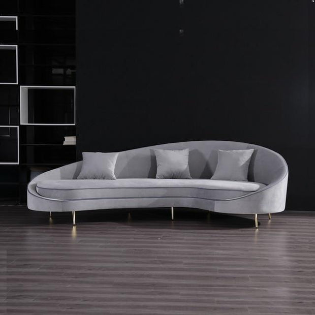 New modern style velvet L sharp corner sofa with matel foot for wedding furniture