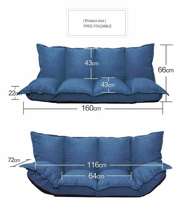 Linen Fabric Upholstery Adjustable Floor Sofa Bed Lounge Sofa Bed Floor Lazy Man Couch Living Room Furniture Video Gaming Sofa