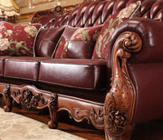 Charm Master, European Style Leather Sofa, 123 Sets Of Solid Wood Living Room Furniture, Head Leather, American Leather Sofa