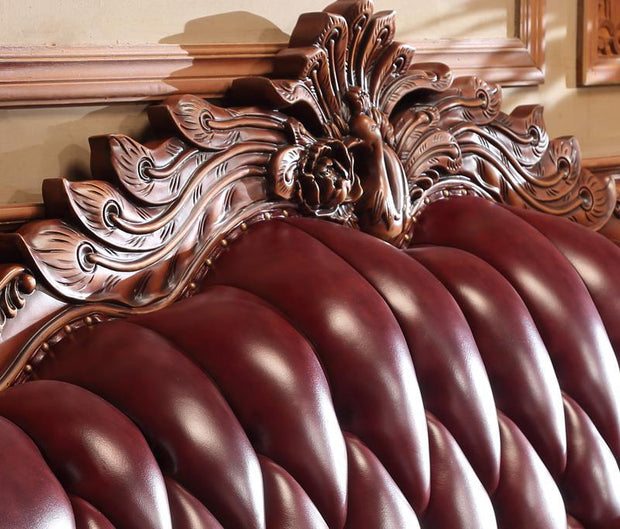 Charm Master, European Style Leather Sofa, 123 Sets Of Solid Wood Living Room Furniture, Head Leather, American Leather Sofa